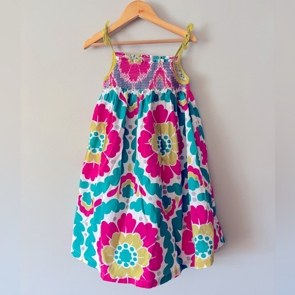 Mini Boden Girls Floral Cotton Sundress with Pink and Green Accents 7-8 yrs - Picture 3 of 5